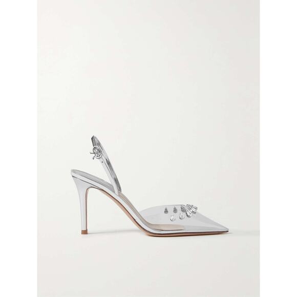 Gianvito Rossi 85 Crystal-Embellished Slingback Pumps Size 37 EU - Picture 1 of 11